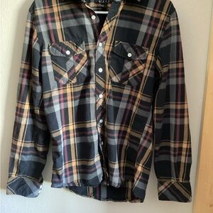 21 MEN Men's Plaid Long Sleeve Cotton Button-Up Shirt Size S